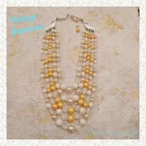 💘 Vintage 1950s Japanese 5-strand Opal Glass Necklace